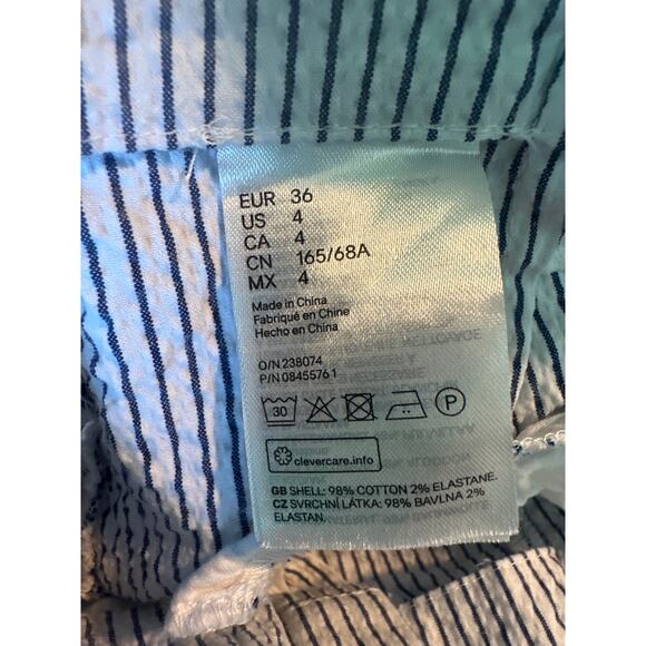 H&M white blue pinstripes pleated high waist pants size 4 - Picture 5 of 14